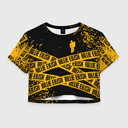 Футболка 3D укороченная женская BILLIE EILISH: Yellow & Black Tape, цвет: 3D-принт