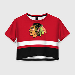 Футболка 3D укороченная женская Chicago Blackhawks, цвет: 3D-принт