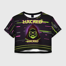 Футболка 3D укороченная женская Hacked, цвет: 3D-принт