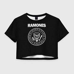 Футболка 3D укороченная женская RAMONES, цвет: 3D-принт