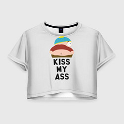 Футболка 3D укороченная женская Kiss My Ass, цвет: 3D-принт