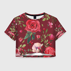 Футболка 3D укороченная женская Rose, цвет: 3D-принт
