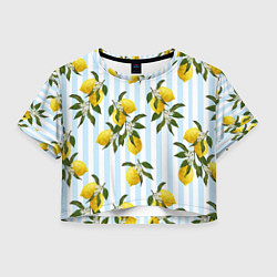 Футболка 3D укороченная женская Лимоны, цвет: 3D-принт