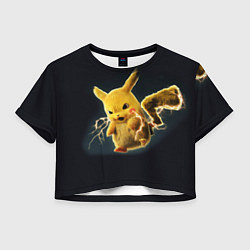 Футболка 3D укороченная женская Pikachu Pika Pika, цвет: 3D-принт