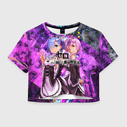 Футболка 3D укороченная женская Re:Zero Жизнь с нуля, цвет: 3D-принт