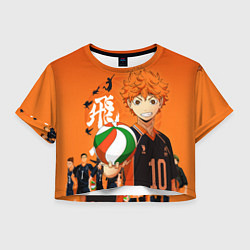 Футболка 3D укороченная женская ВОЛЕЙБОЛ!! HAIKYUU!!, цвет: 3D-принт