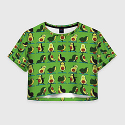 Футболка 3D укороченная женская Авокадо Зарядка, цвет: 3D-принт
