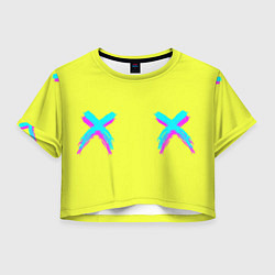 Футболка 3D укороченная женская CYBERSTYLE PINK YELLOW, цвет: 3D-принт