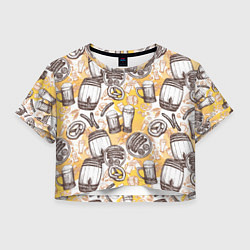Футболка 3D укороченная женская Пиво Beer, цвет: 3D-принт