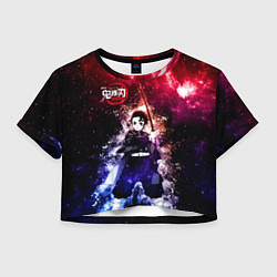 Футболка 3D укороченная женская Танджиро Камадо Kimetsu no Yaiba, цвет: 3D-принт