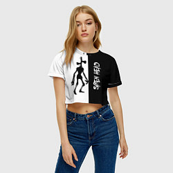 Футболка 3D укороченная женская СиреноголовыйSiren Head, цвет: 3D-принт — фото 2