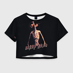 Футболка 3D укороченная женская Siren Head Надпись, цвет: 3D-принт