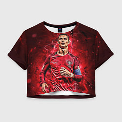 Футболка 3D укороченная женская Cristiano Ronaldo Portugal, цвет: 3D-принт