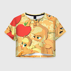 Футболка 3D укороченная женская Applejack pattern, цвет: 3D-принт