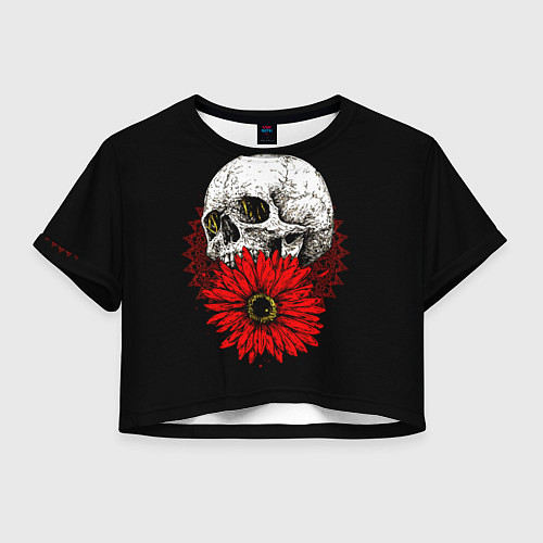 Женский топ Череп и Красный Цветок Skull / 3D-принт – фото 1