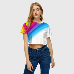 Футболка 3D укороченная женская РАДУЖНЫЕ ПОЛОСЫ RAINBOW Z, цвет: 3D-принт — фото 2