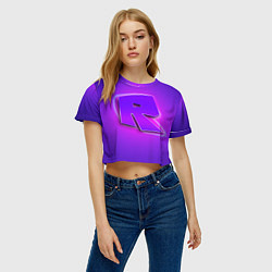 Футболка 3D укороченная женская ROBLOX NEON LOGO РОБЛОКС, цвет: 3D-принт — фото 2