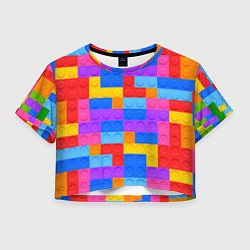 Футболка 3D укороченная женская Лего-го, цвет: 3D-принт