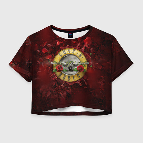 Женский топ Лого GNR в розах / 3D-принт – фото 1