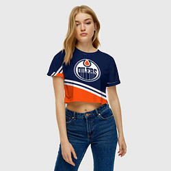 Футболка 3D укороченная женская Edmonton Oilers Эдмонтон Ойлерз, цвет: 3D-принт — фото 2