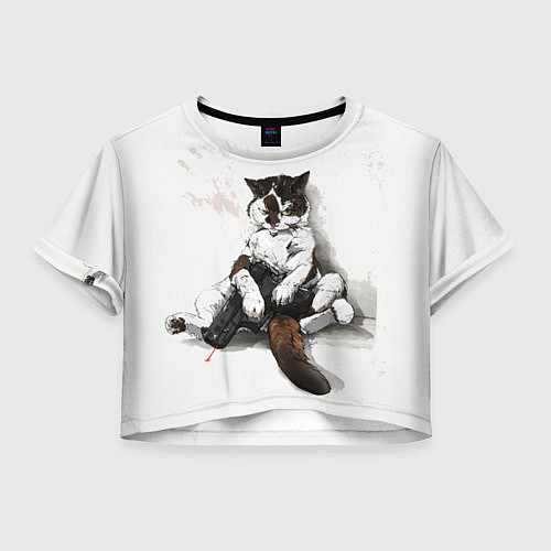 Женский топ Котик с пистолетом на стене мем / 3D-принт – фото 1