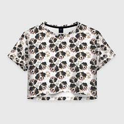 Футболка 3D укороченная женская Зенненхунд Бернский, цвет: 3D-принт