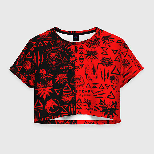 Женский топ THE WITCHER LOGOBOMBING BLACK RED / 3D-принт – фото 1