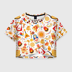 Футболка 3D укороченная женская Масленница 2022, цвет: 3D-принт