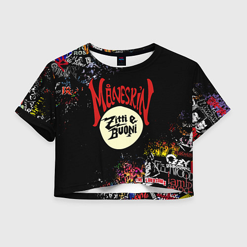 Женский топ MANESKIN, ЛОГОТИПЫ РОК ГРУПП / 3D-принт – фото 1