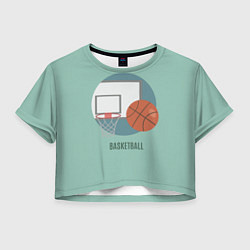 Футболка 3D укороченная женская Basketball Спорт, цвет: 3D-принт
