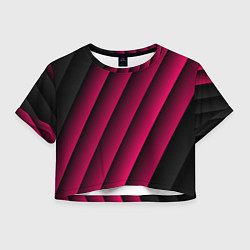 Футболка 3D укороченная женская Red Stripe 3D Красные полосы, цвет: 3D-принт