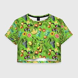 Футболка 3D укороченная женская Сочные фрукты паттерн, цвет: 3D-принт