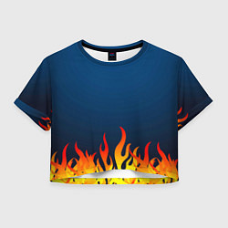 Женский топ Пламя огня синий фон