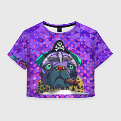 Футболка 3D укороченная женская Pirate Dog, цвет: 3D-принт