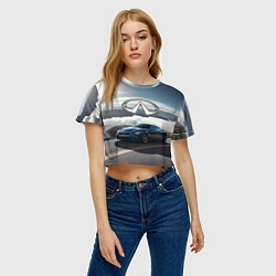 Футболка 3D укороченная женская Infiniti Горная дорога, цвет: 3D-принт — фото 2