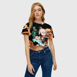 Футболка 3D укороченная женская ПАТТЕРН КАДЗУХА - KAZUHA, цвет: 3D-принт — фото 2