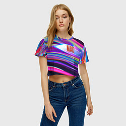 Футболка 3D укороченная женская Neon pattern Mad, цвет: 3D-принт — фото 2