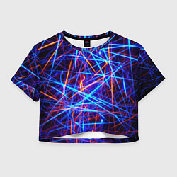 Футболка 3D укороченная женская Neon pattern Fashion 2055, цвет: 3D-принт