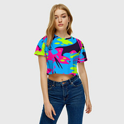 Футболка 3D укороченная женская Color abstract pattern Summer, цвет: 3D-принт — фото 2