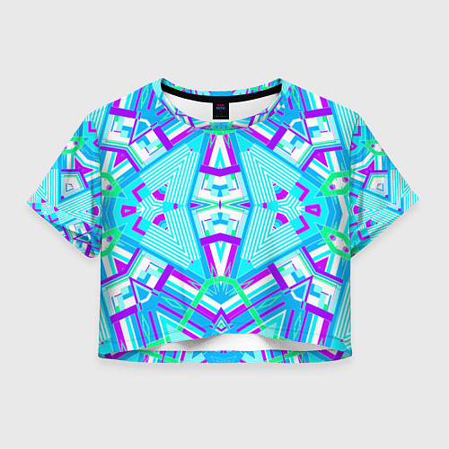 Женский топ Геометрический орнамент в голубых тонах / 3D-принт – фото 1