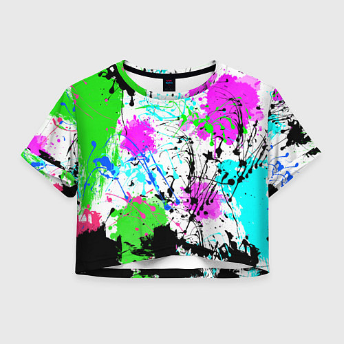 Женский топ Неоновые разноцветные пятна и брызги красок / 3D-принт – фото 1