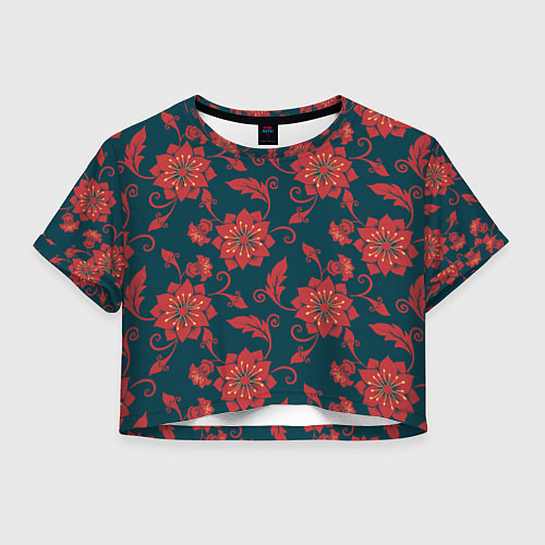 Женский топ Red flowers texture / 3D-принт – фото 1