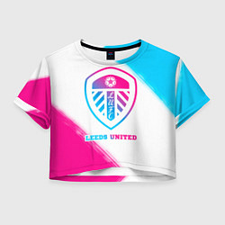 Футболка 3D укороченная женская Leeds United Neon Gradient, цвет: 3D-принт