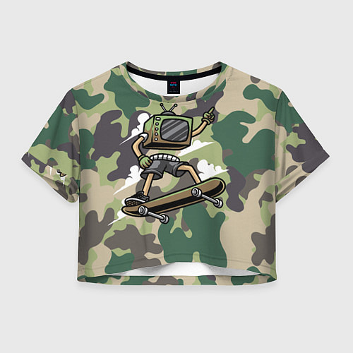 Женский топ Человек - телевизор на скейте / 3D-принт – фото 1