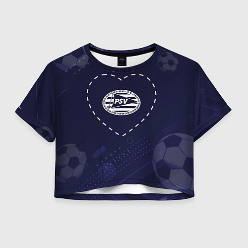 Женский топ Лого PSV в сердечке на фоне мячей / 3D-принт – фото 1