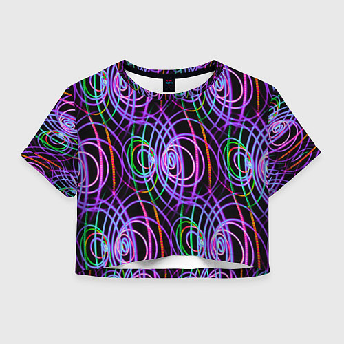 Женский топ Неоновые круги и линии - Фиолетовый / 3D-принт – фото 1
