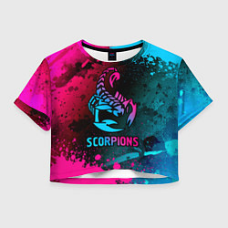 Футболка 3D укороченная женская Scorpions Neon Gradient, цвет: 3D-принт