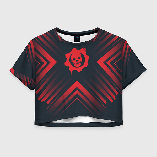 Женский топ Красный Символ Gears of War на темном фоне со стре / 3D-принт – фото 1