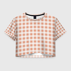 Футболка 3D укороченная женская Light beige plaid fashionable checkered pattern, цвет: 3D-принт