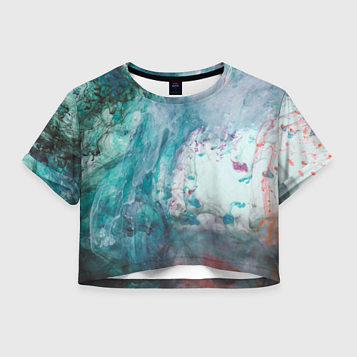 Женский топ Абстрактные краски на холсте - Голубой / 3D-принт – фото 1